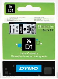 DYMO 45800 D1 Tape 19mm x 7m sort på klar/transparent, S0720820
