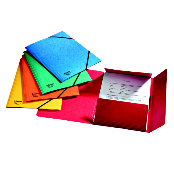 3-klap elastikmappe A4 Rainbow pakke a 5stk, 15523 (12 pakker)