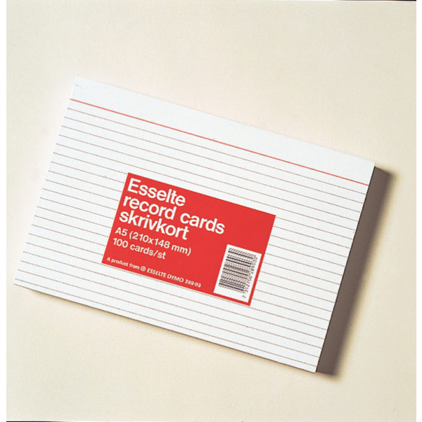 Kartotekskort A7 linieret hvid pakke med 100 kort, varenr. 28901