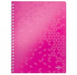 Notesbog WOW PP A4 linieret 80ark m/hul pink, varenr. 46370023, 6stk.