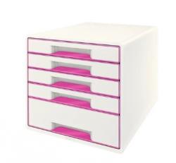 Desk Cube Leitz WOW 5-skuffer hvid/pink 52142023