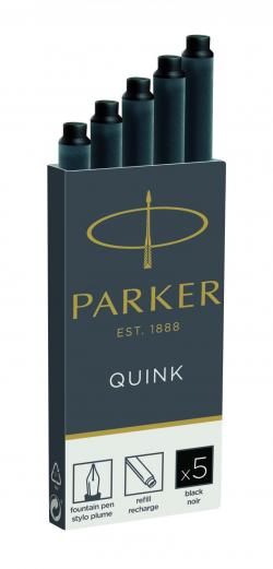 Ink Cartridge Quink sort 5stk, Parker 1950402, 12 sker
