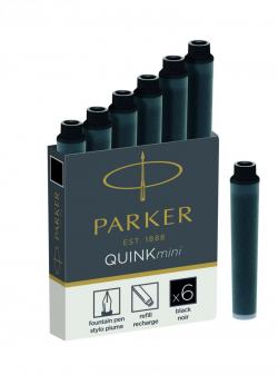 Ink Cartridge Quink Mini Black (6), Parker 1950407, 30stk