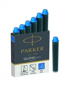 Ink Cartridge Quink Mini Blue Washable(6), Parker 1950409, 30stk