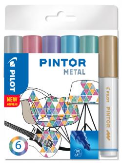 Marker Pintor Medium Metal Mix 4,5 assorteret 6stk, Pilot S06/0517450