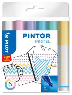 Marker Pintor Medium Pastel Mix 4,5 assorteret 6stk, Pilot S06/0517474