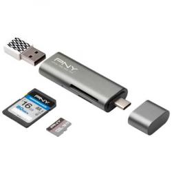 USB-C Card Reader - USB Adapter, gr, PNY R-TC-UA-3N1E01-RB