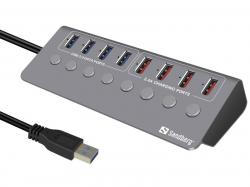 USB 3.0 Hub 4xData + 4xCharge, Alu, Sandberg 133-94