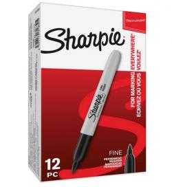 Marker Fine 1,0mm sort, Sharpie S0810930, 12stk
