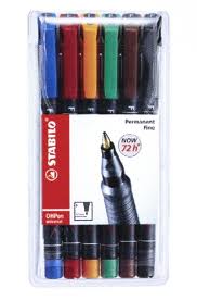 Stabilo 842/6 Fine OH pen 0,7mm etui m. 6 penne