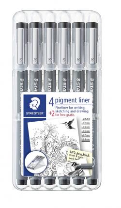 Fineliner pigment liner ass sort (6), Staedtler 308 SB6P