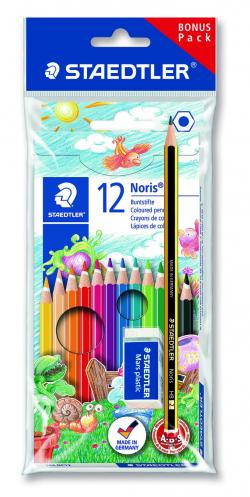 Farveblyanter Noris 12 farver +blyant +viskelæder, Staedtler 61 SET6