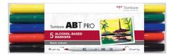 Marker ABT PRO Dual Brush 5P-1 Basic 5 farver, Tombow ABTP-5P-1