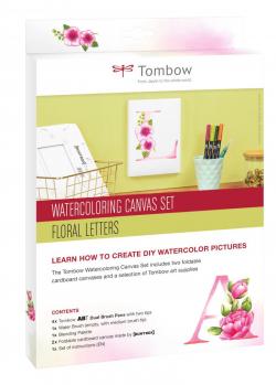 Watercoloring Canvas set Floral Letters, Tombow CANVAS-SET2