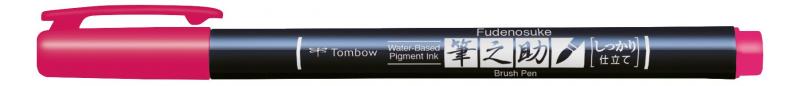 Brush pen Fudenosuke hård pink, Tombow WS-BH22, 6stk