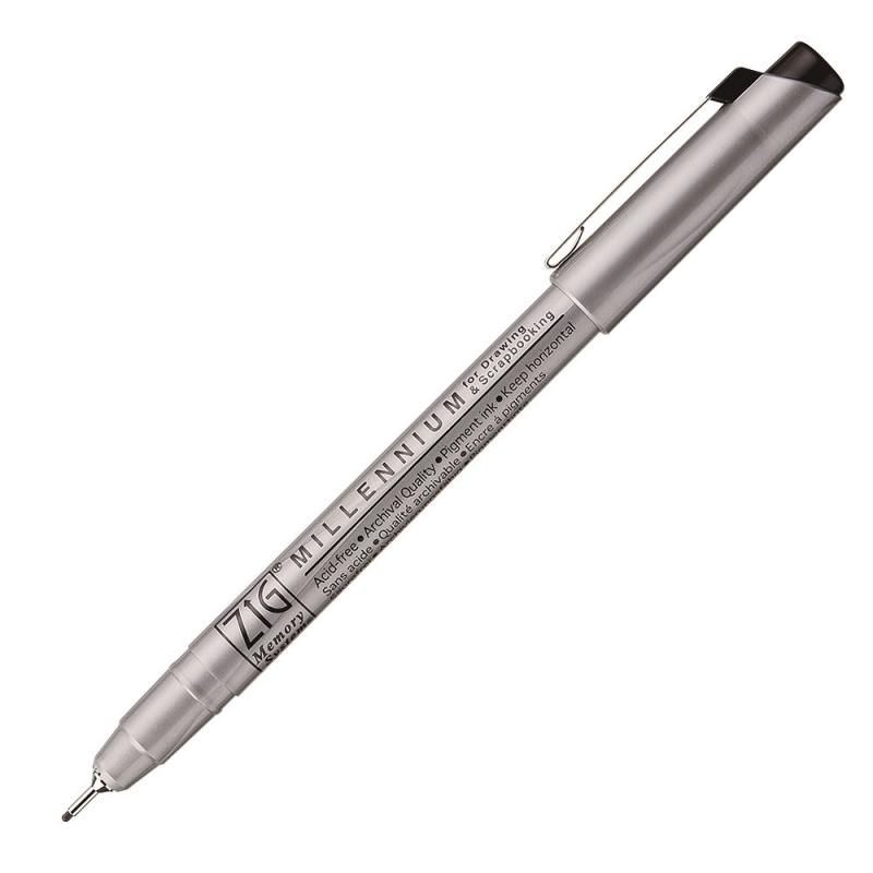 Millennium Pen 0,8mm sort, ZIG MS-08, 12stk