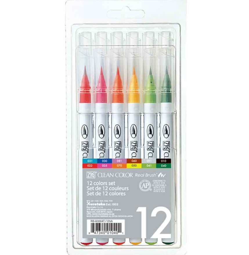 Clean Color Pensel Pen St m. 12, ZIG RB-6000AT/12VA