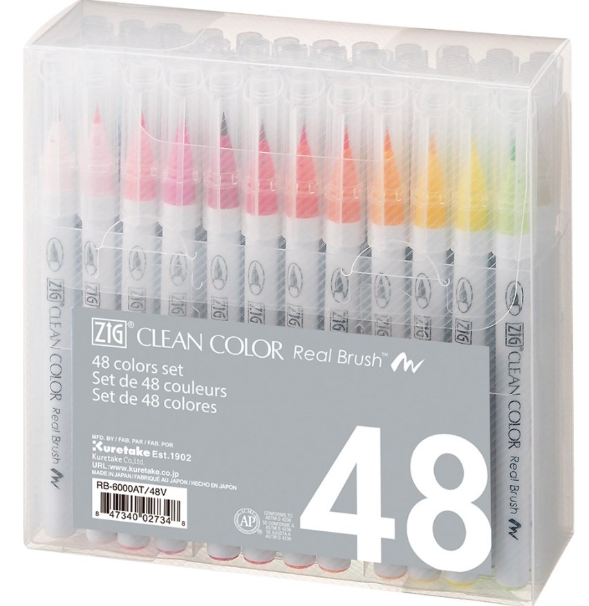 Clean Color Pensel Pen St med 48 stk, ZIG RB-6000AT/48V